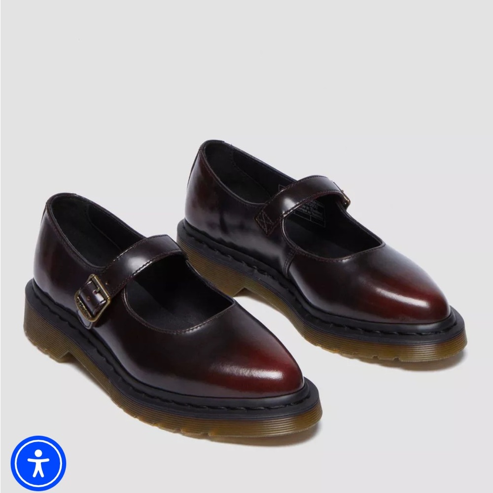 Dr. Martens Elphie Burgundy Leather Mary Jane Shoes - Picture 2 of 7